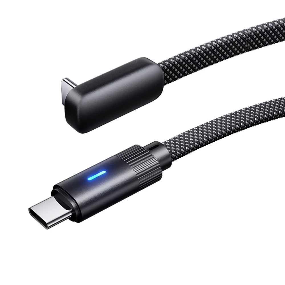 100W USB-C 90° Elbow Braided Fast Charging Cable – iPhone & Android