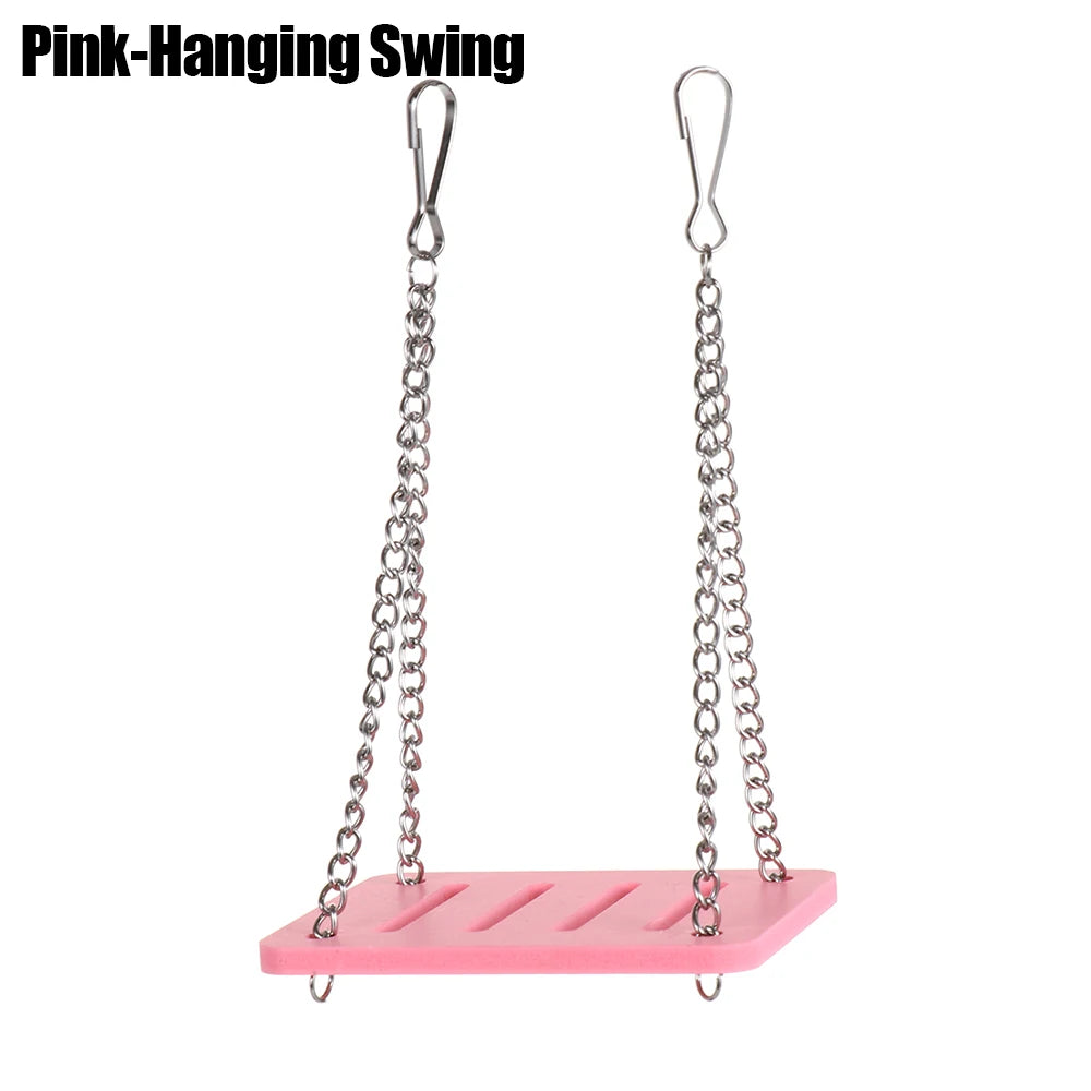 Wooden Hamster Toy Set – Seesaw, Swing & Playhouse