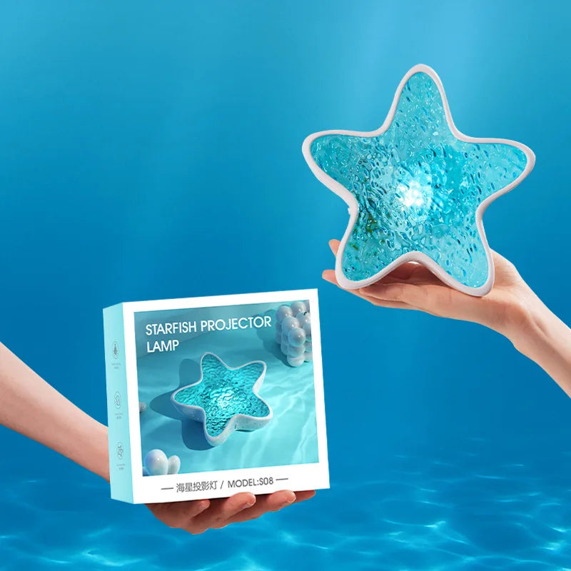 Starfish Projection Lamp | Ocean Wave Night Light Gift Projection Night Light Peaceful Pleasures Health and Wellness Blue