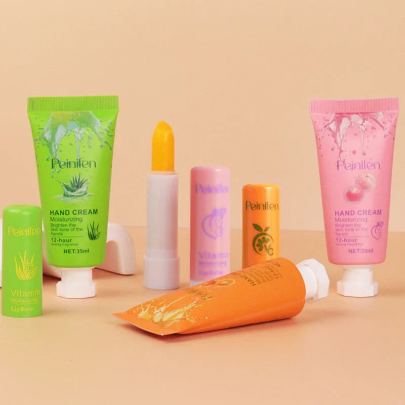 Peinifen Hand Cream & Color-Changing Lip Balm Set – Vitamin E