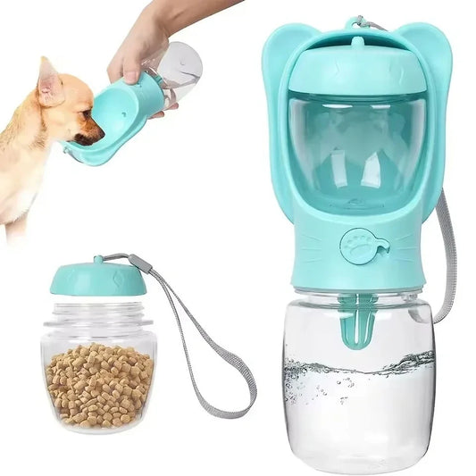 Portable 2-in-1 Dog Cat Water Bottle with Food Storage Container for Outdoor Travel Pet Feeding Pet Supplies Peaceful Pleasures Health and Wellness
