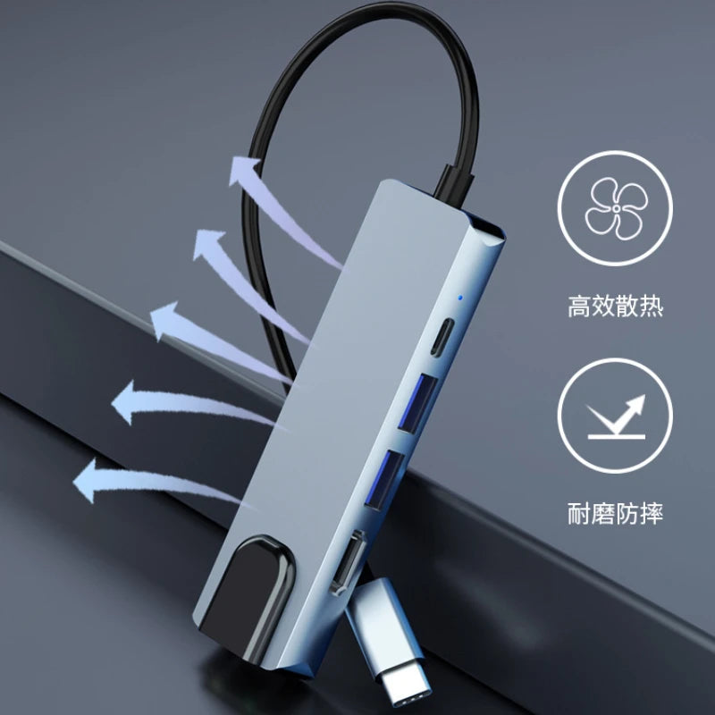 5/8Ports USB C Docking Station Type C to HDMI /RJ45 100M Splitter USB 3.0 5Gbps High Speed USB C HUB Adapter For Laptop Macbook Peaceful Pleasures Health and Wellness