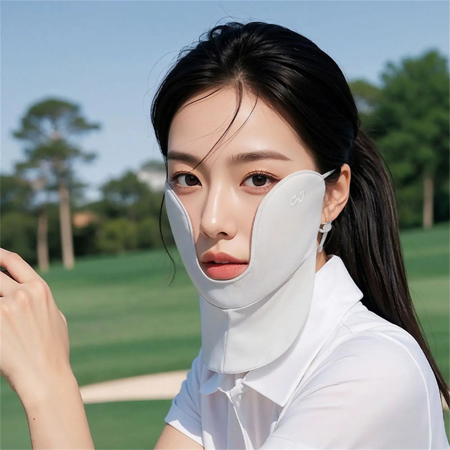 Ice Silk Sun Protect Mask For Women UPF50+ UV Protect Neck Cover For Outdoor Cycling Golf Peaceful Pleasures Health and Wellness