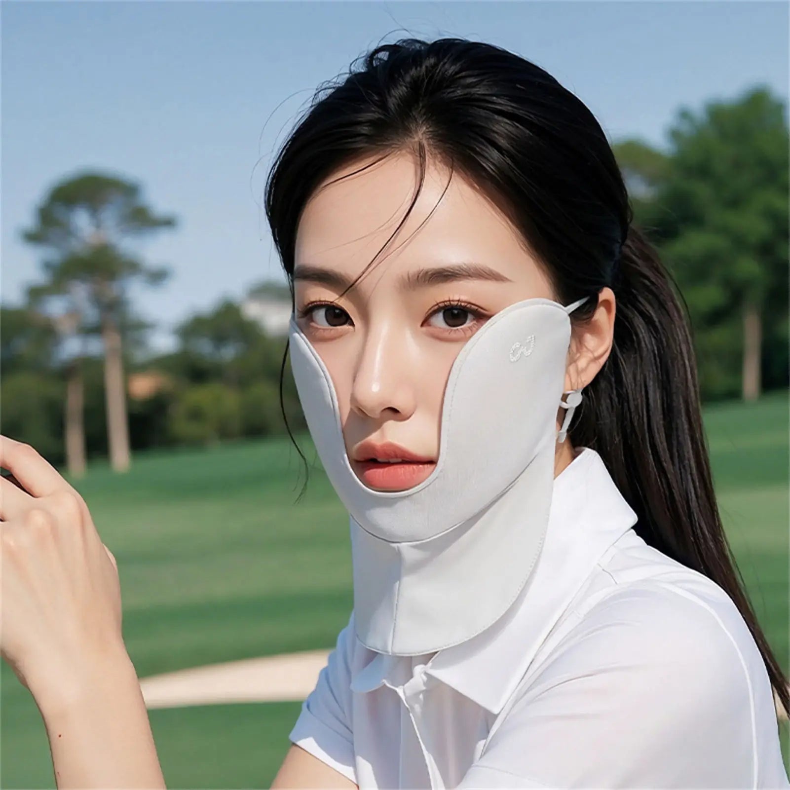 Ice Silk Sun Protect Mask For Women UPF50+ UV Protect Neck Cover For Outdoor Cycling Golf Peaceful Pleasures Health and Wellness