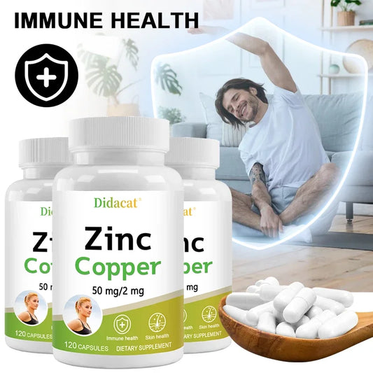 Zinc + Copper Capsules - Support Healthy Skin and Immune System, Increase Vitality, Skin Care Peaceful Pleasures Health and Wellness