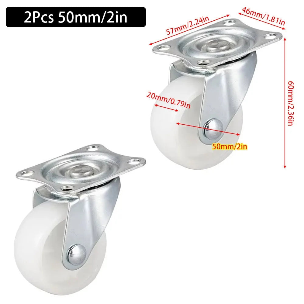 1/2/4Pcs New Heavy Duty Caster Wheel White Nylon Rubber 360 Degree Furniture Roller Furniture Carts Universal Swivel Casters Peaceful Pleasures Health and Wellness 2Pcs 2inch