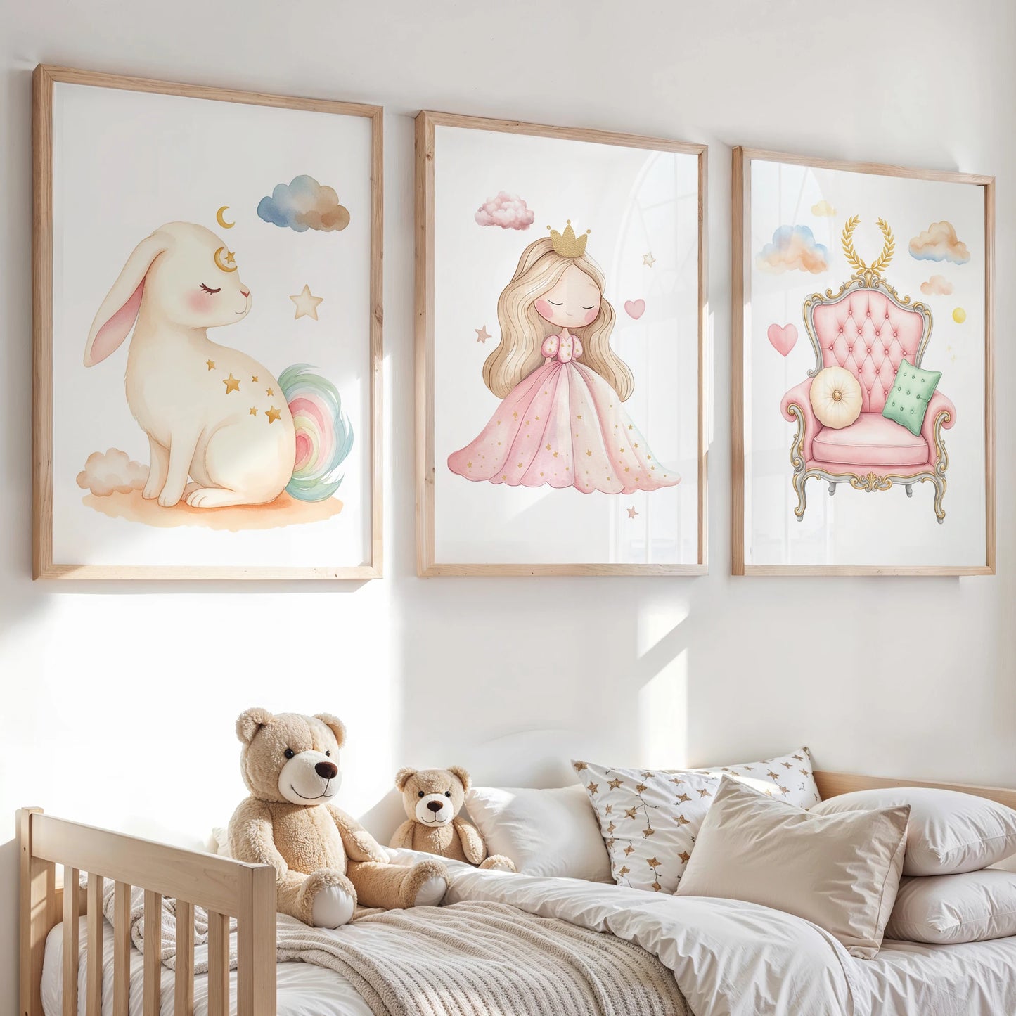 Watercolor Princess Canvas Wall Art | Kids & Girls Room Decor