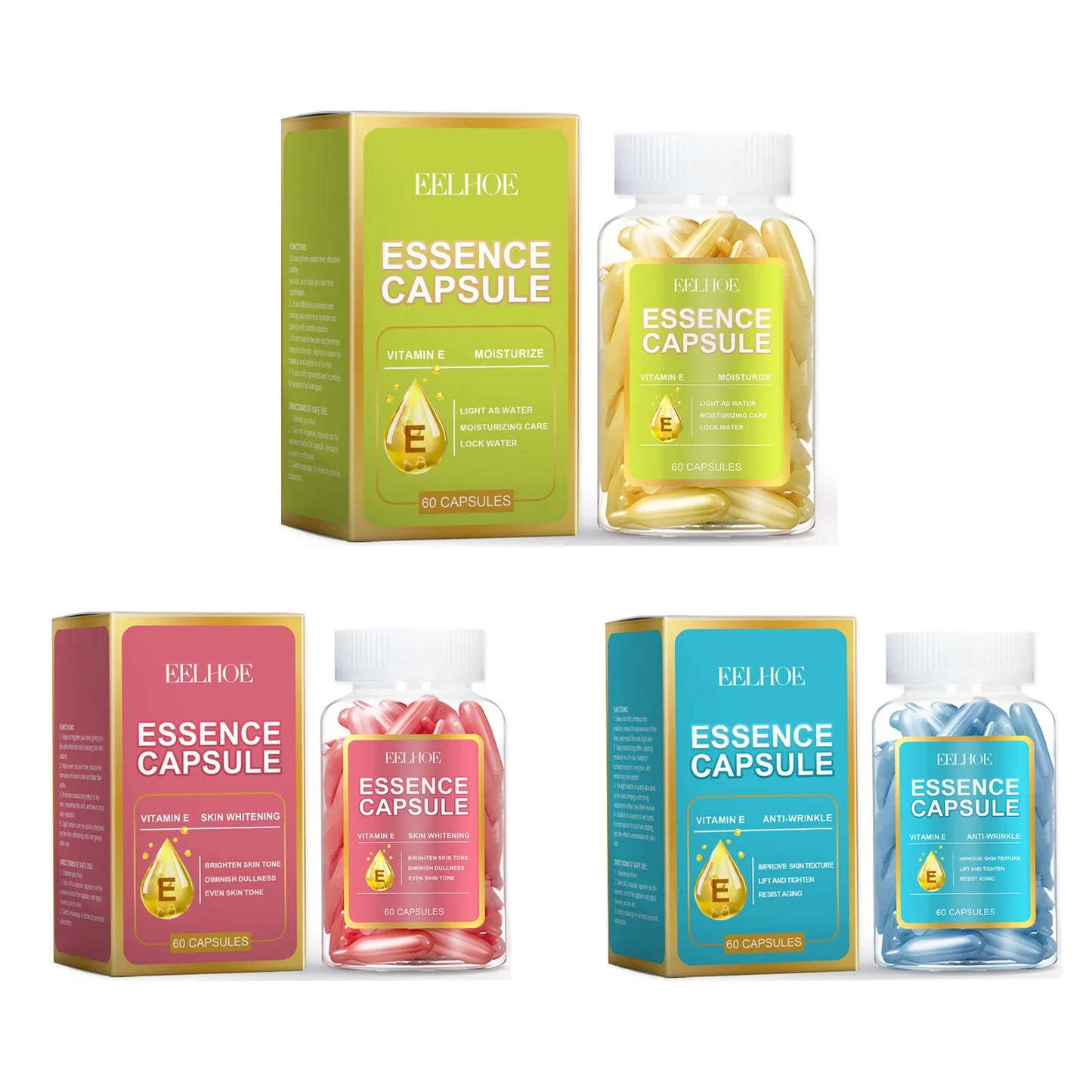 EELHOE Vitamin E Face Serum Capsules – Brighten & Firm 60pc