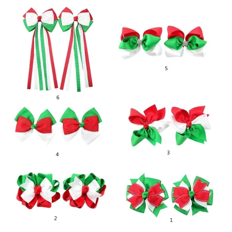 Christmas Bowknot Hair Clips | Holiday Hair Bows Pack of 2