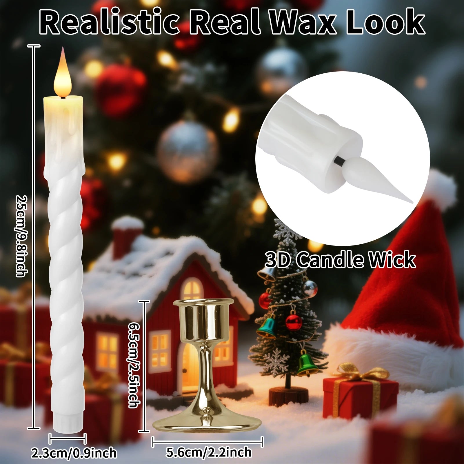 6Pcs White/Ivory Flameless Taper Candle Twisted LED Battery Operated Candlesticks With Holder for Wedding Home Party Table Decor Peaceful Pleasures Health and Wellness