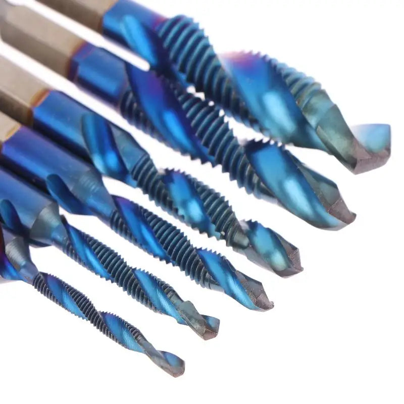 1/6Pcs M3/M4/M5/M6/M8/M10 Hand Tools Hex Shank Titanium Plated HSS Screw Thread Metric Tap Drill Bit Screw Machine Compound Tap Peaceful Pleasures Health and Wellness