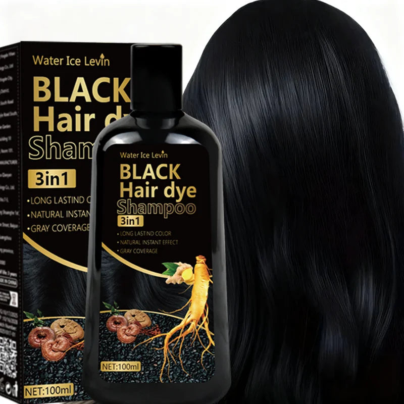 Black Hair Dye Shampoo 3-in-1 – Ginger & Biotin, Gray Coverage Peaceful Pleasures Health and Wellness