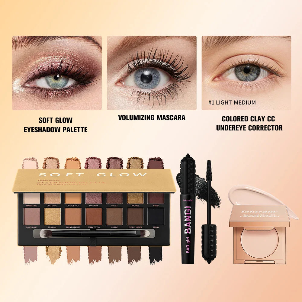 3-Piece Eye Makeup Kit: CC Corrector, Eyeshadow & Mascara