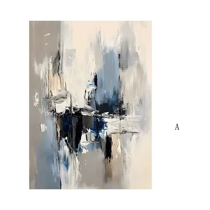 Abstract Hand Drawn Black White Gray Artistic Texture Hanging Painting,Modern Frameless Canvas Oil Painting,Hanging on Sofa Wall Peaceful Pleasures Health and Wellness No frame 3 70cmx120cm