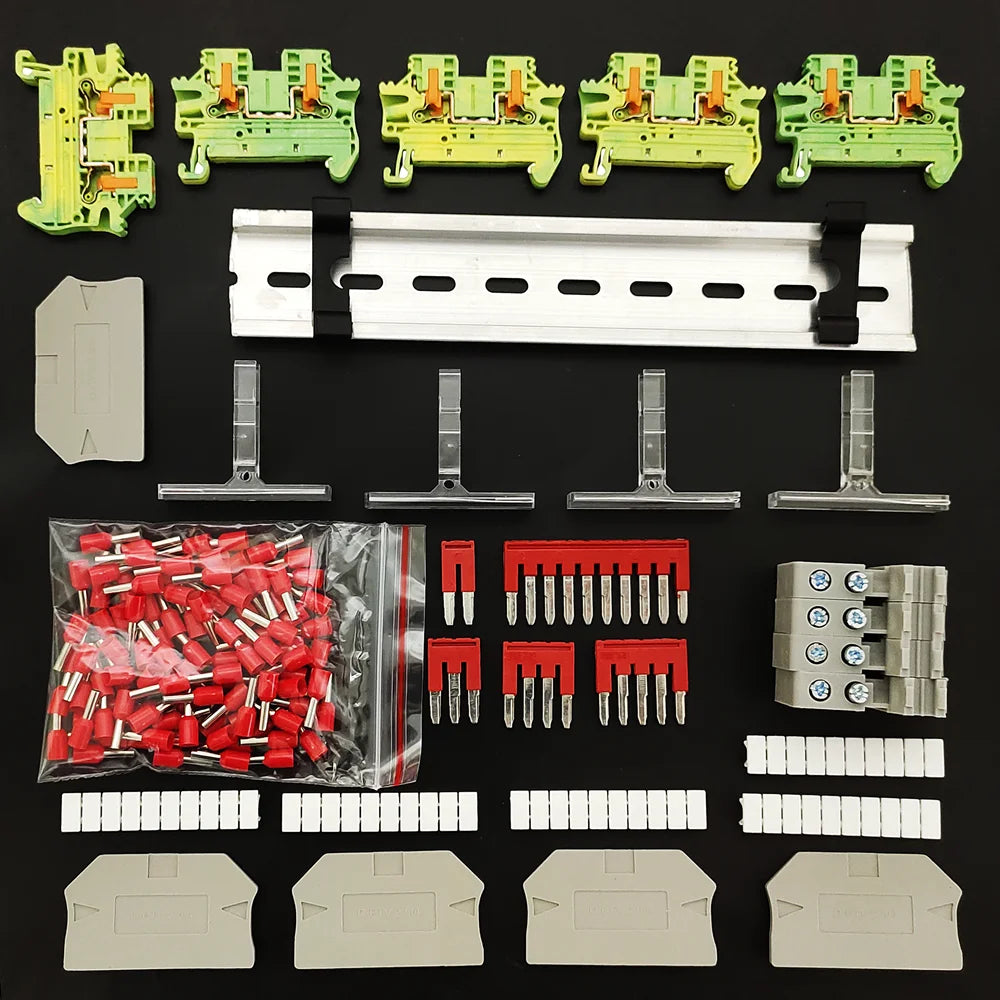 PTV2.5 Din Rail Terminal Block Side-Entry Push-in Connection 12AWG Cable Wiring Electrical Wire Connector Assembly Combined Kit Peaceful Pleasures Health and Wellness