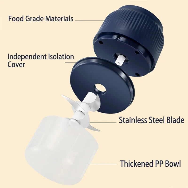 250ml Mini Wireless USB Rechargeable Electric Vegetable Chopper Garlic Crusher Food Chopper for Kitchen Gadgets for Garlic Peaceful Pleasures Health and Wellness