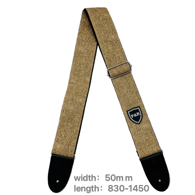 PP Guitar Strap Retro Denim Cotton Bakelite Universal Folk