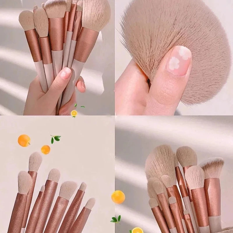 13PCS Of New Makeup Brush Set Portable Soft Hair Powder Brush Eye Shadow Brush Full Set Of Makeup Brush Tools Peaceful Pleasures Health and Wellness