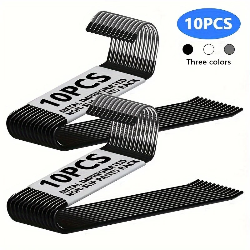 10pcs Space-saving Goose Z-shaped Pants Hanger Durable Metal Material Multi-functional Pant Storage Household Supplies Peaceful Pleasures Health and Wellness