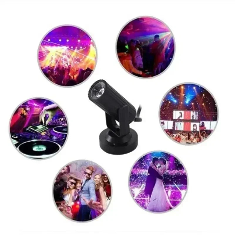 RGB LED Stage Spotlight 1W 360° Party Disco Flash Light