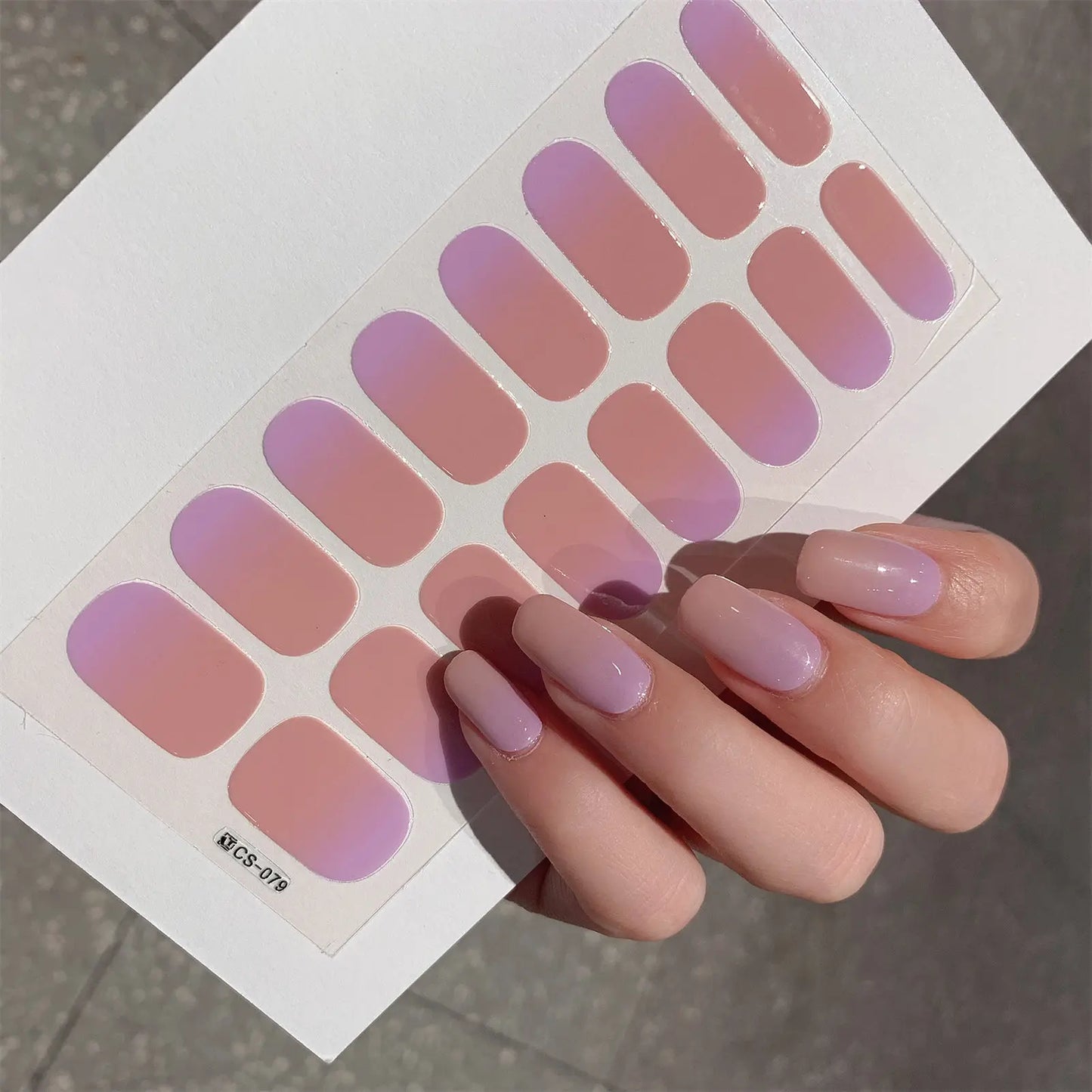 1 Sheet Semi Cured Wrap Gradient Nail Sticker Multi Color Solid Gel Full Cover Slider No Need UV Lamp Cured Fast Gel Nail Decal Peaceful Pleasures Health and Wellness Cs79
