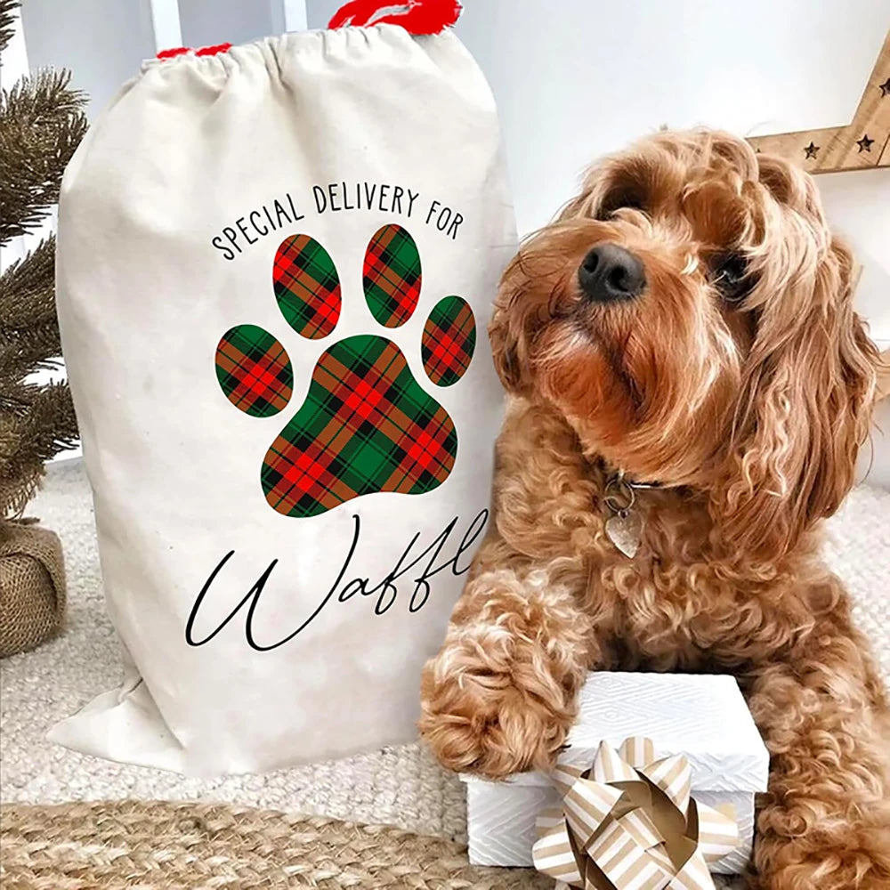 Personalized Pet Christmas Stocking Sack | Dog & Cat Gift Bag