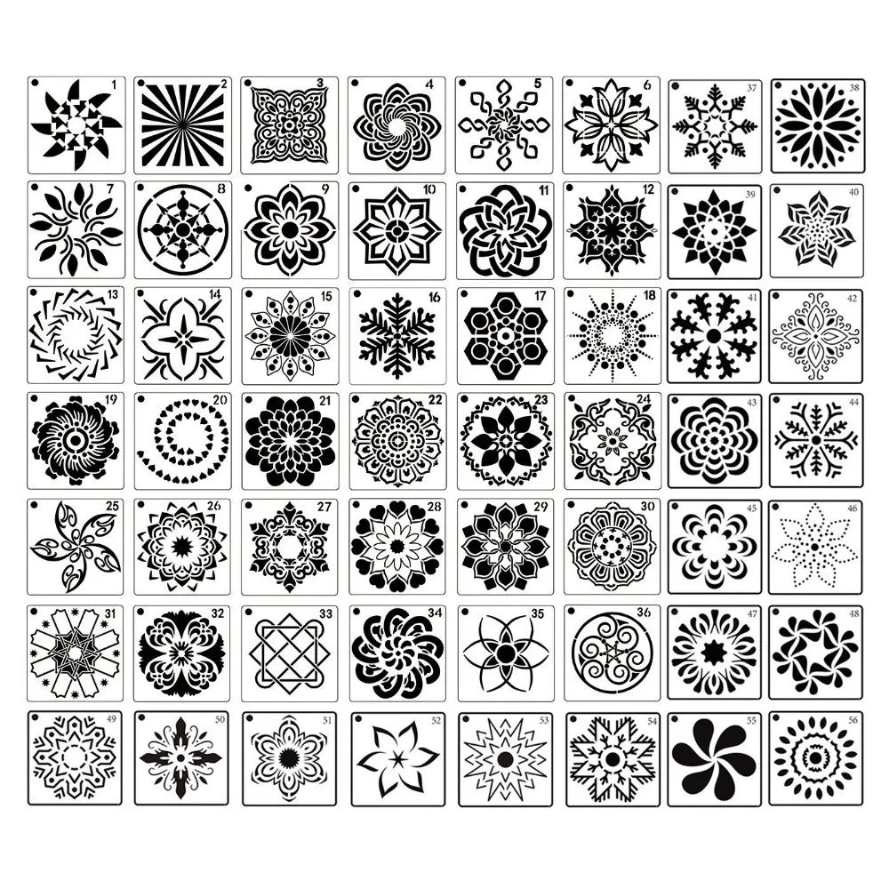 36/56Pcs Creative Mandala Dot Painting Templates Reusable Hollow Dot Painting Stencils Craft Project Small Size Peaceful Pleasures Health and Wellness 56 Piece