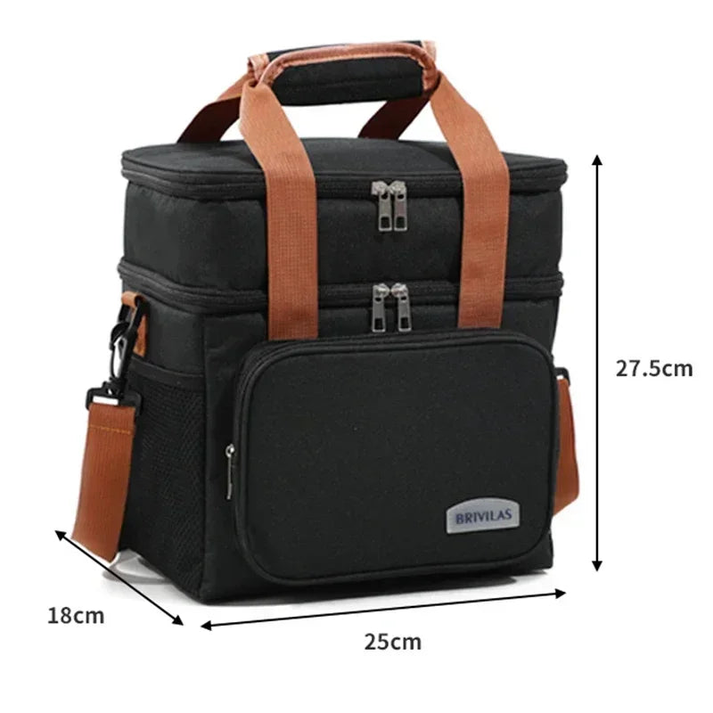 Large Capacity Insulated Lunch Bag Double Layer Thermal Picnic Oxford Shoulder Bag with Handle for Outdoor Food Storage Lunch Peaceful Pleasures Health and Wellness