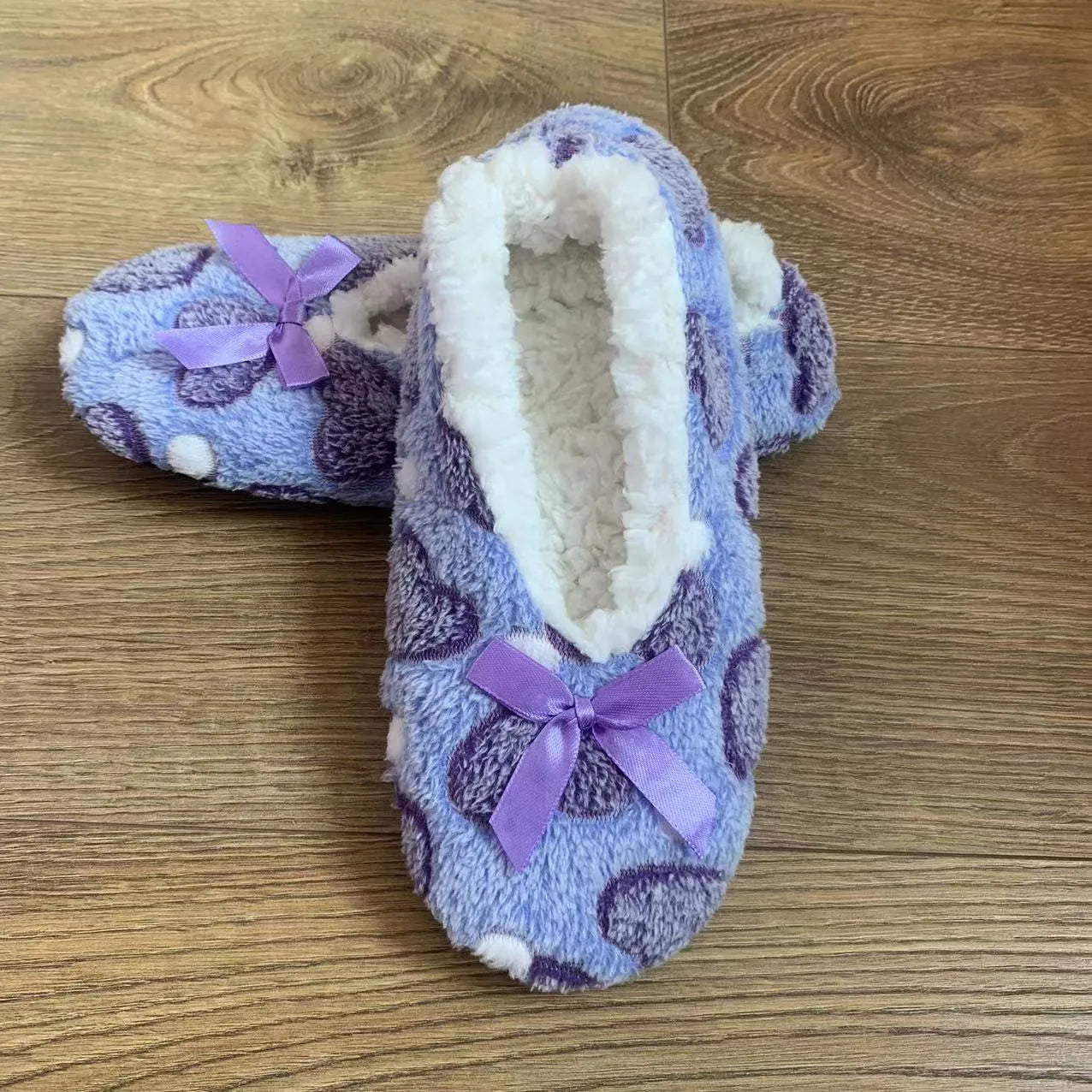 Women's Heart-Shaped Fur Indoor Slippers | Soft EVA Winter House Shoes