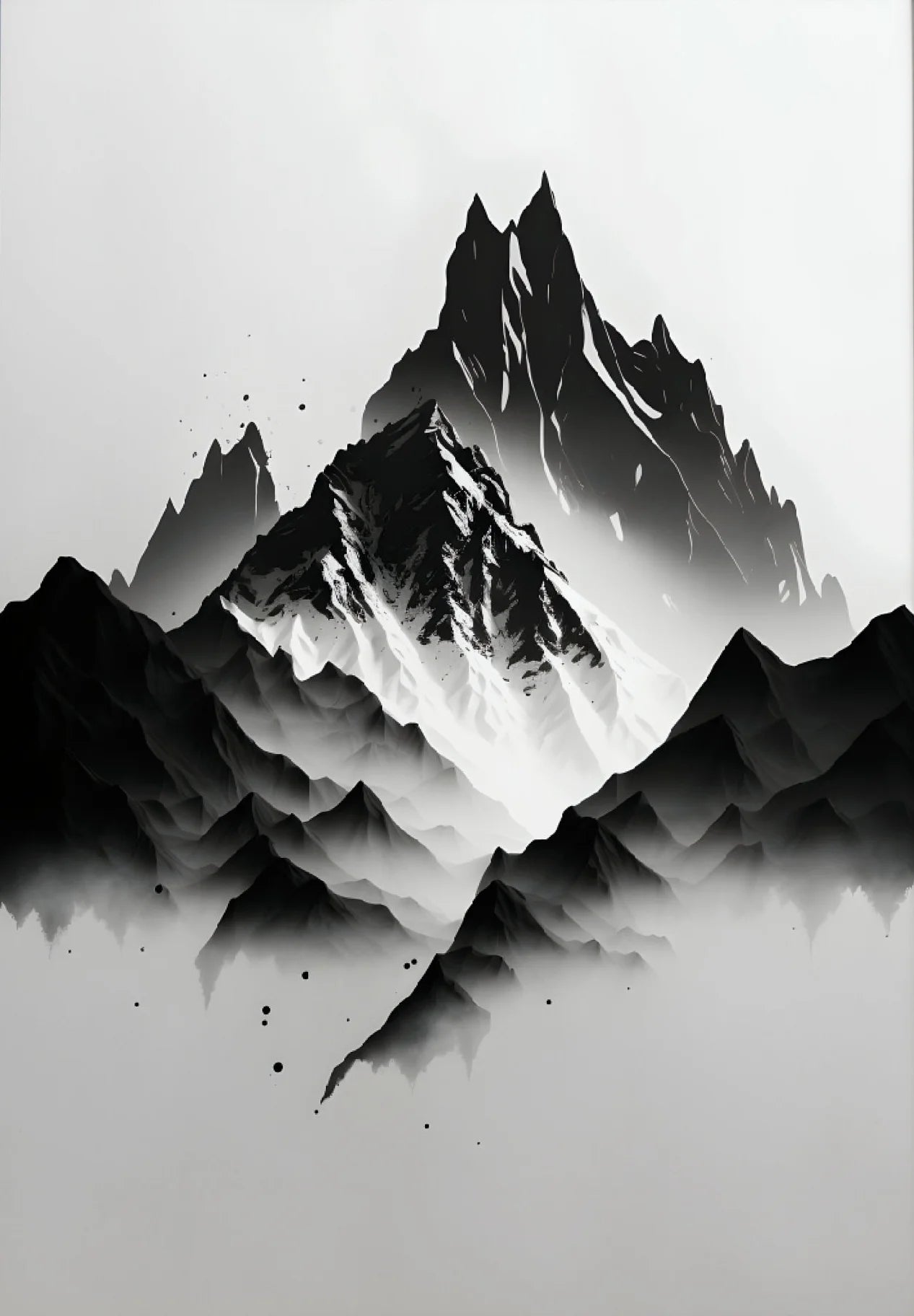Black & White Mountain Crow Canvas Wall Art | Minimalist Print Canvas Wall Art Peaceful Pleasures Health and Wellness 7 40x50cm Unframed