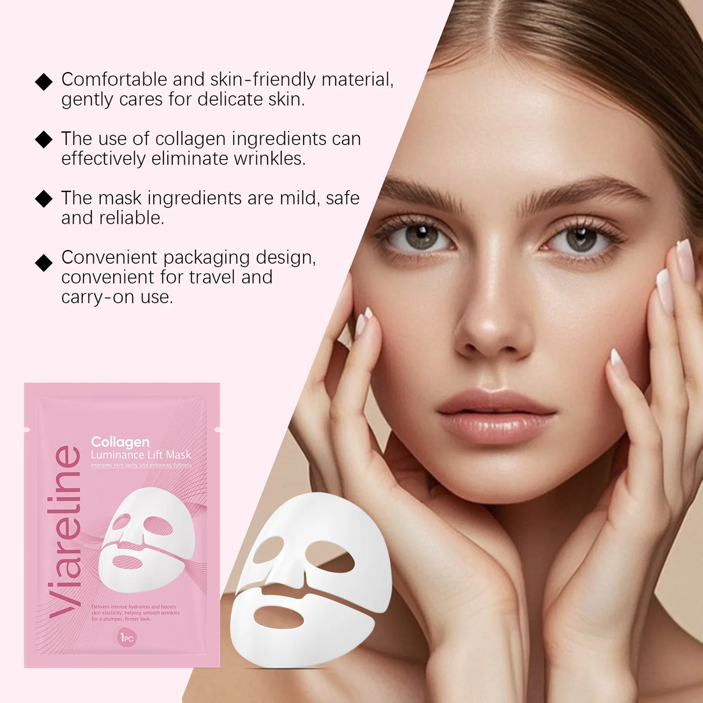 Viareline Collagen Facial Mask – Firming, Hydrating & Brightening