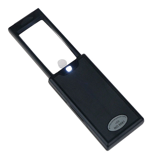 New Portable Pullout Illuminated LED Glass Magnifier with 3 LED Lights 2.5x 45x Peaceful Pleasures Health and Wellness