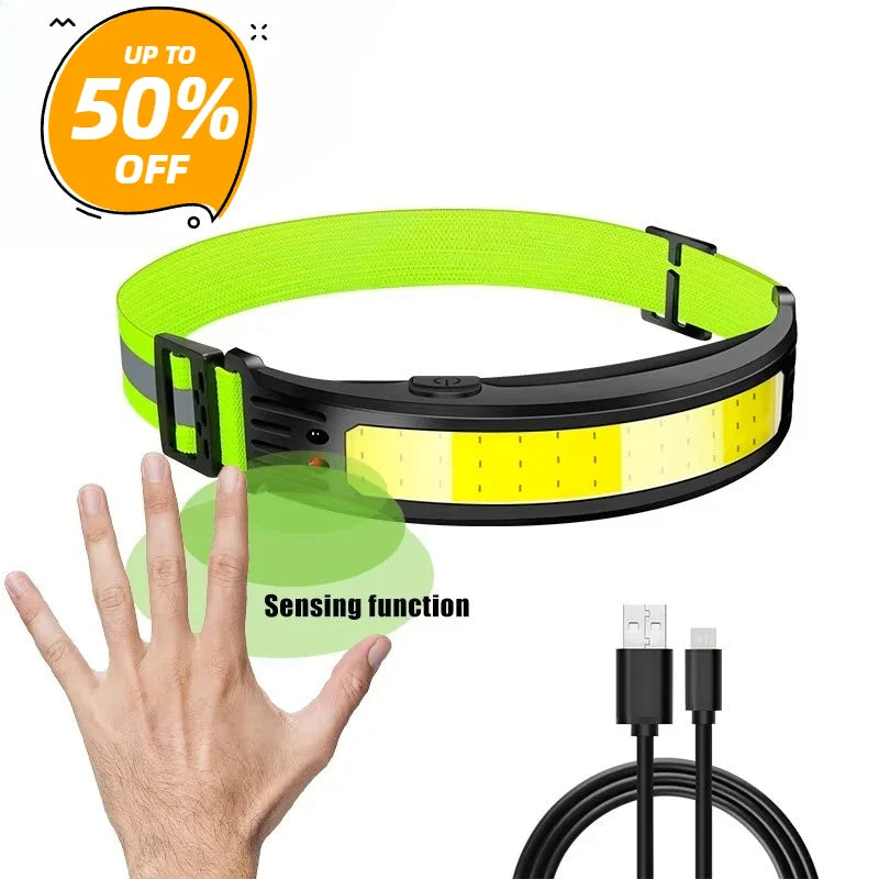 LED Sensor Headlamp | 5-Mode Rechargeable Head Torch | Camping