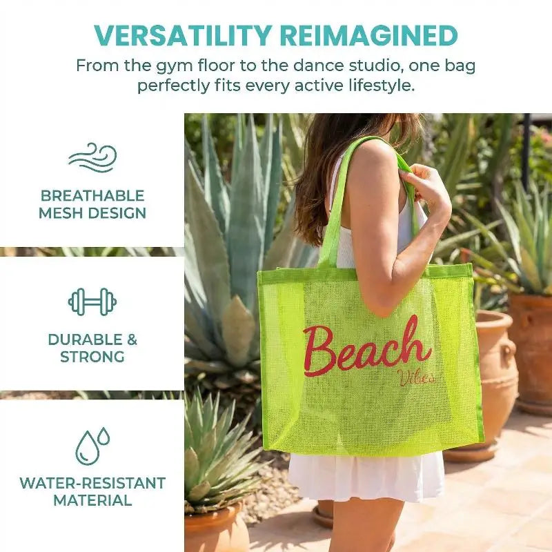 Women's Large Mesh Tote Bag – Beach, Pool, Gym & Travel