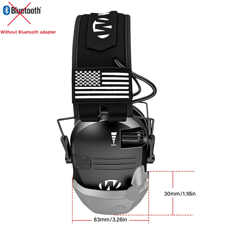 Electronic Shooting Earmuff reduce noise to protect hearing train tactical headphones to strengthen human voice Headset Foldable Peaceful Pleasures Health and Wellness W1 Black without BT