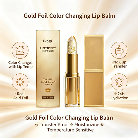 Gold Foil Color-Changing Lip Balm – Moisturizing & Transfer-Proof