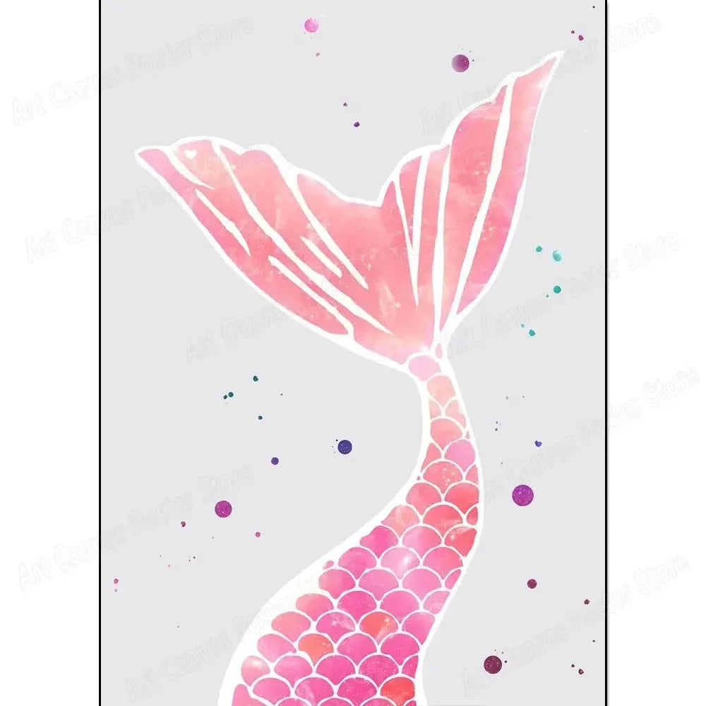 Abstract Animal Canvas Wall Art Print – Bird Elk Mermaid Butterfly
