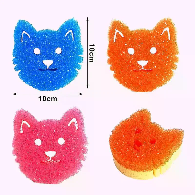 Heat-Sensing Cat Face Kitchen Sponge | Dish Scrubber Kitchen Dish Sponge Peaceful Pleasures Health and Wellness