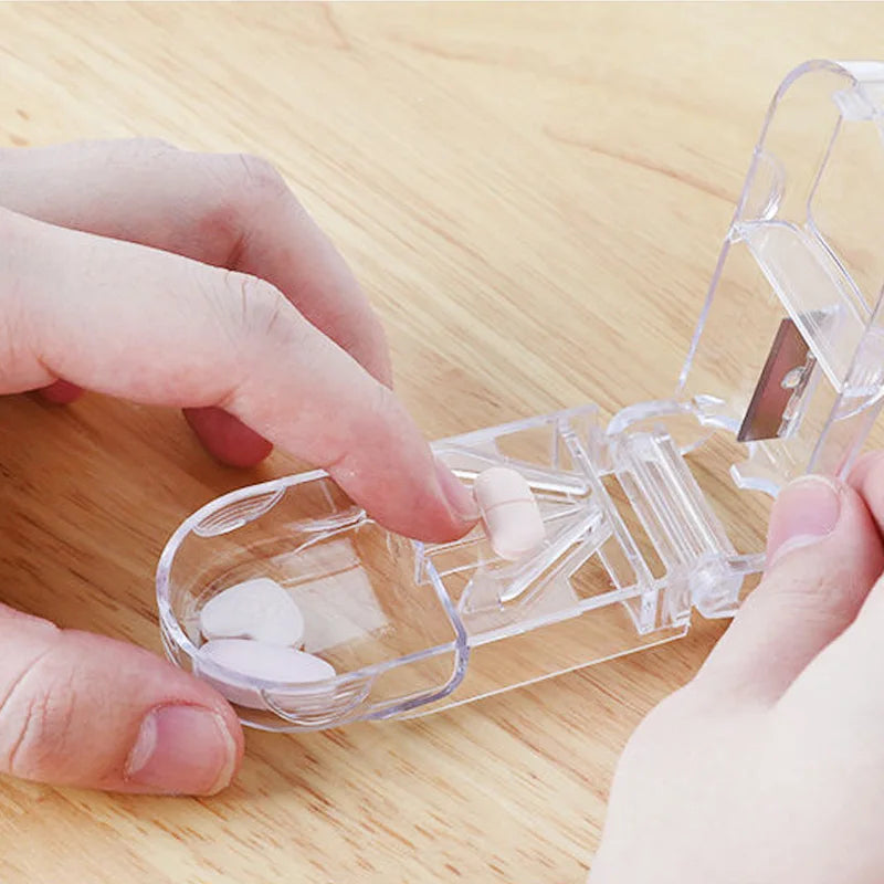 Pill Cutter Box Portable Drug Box Tablet Cutter Splitter Medicine Pill Holder Pill Cutter Box Peaceful Pleasures Health and Wellness
