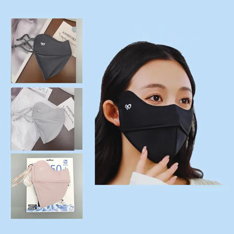 Outdoor Sunscreen Mask Women Girl Ice Silk Face Mask Breathable Mesh Face Cover Driving Riding Hiking Dustproof Mask Peaceful Pleasures Health and Wellness