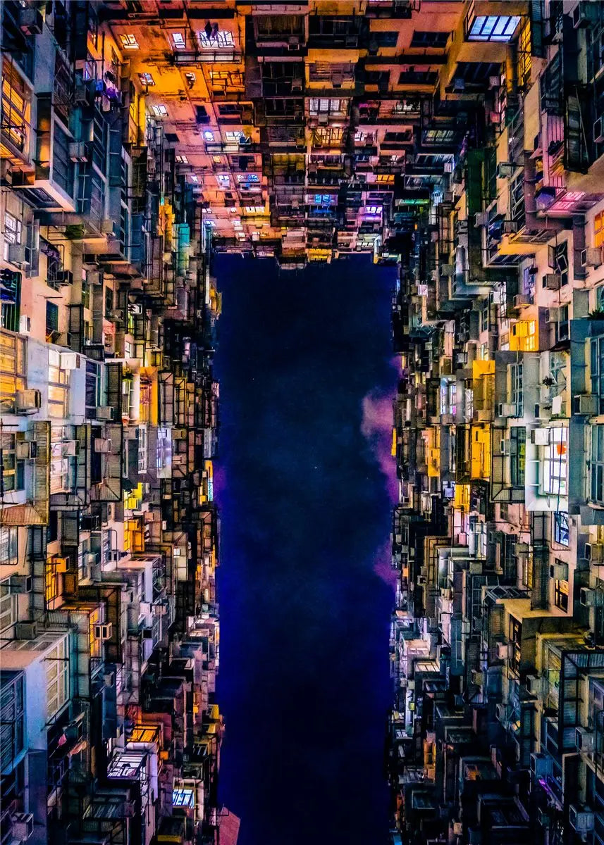 Hong Kong Night View Canvas Wall Art | Modern Cityscape Poster