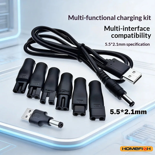 8-Piece Universal 5V USB Charger Set for Clippers & Trimmers USB Charger Set Peaceful Pleasures Health and Wellness