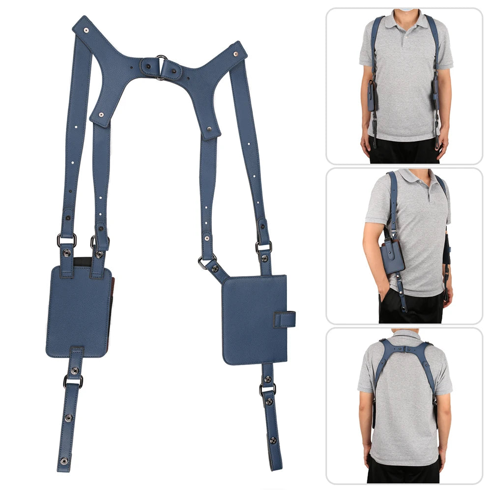 Anti-Thief Underarm Double Shoulder Wallet Bag Hidden Holster Belt Security Concealed Pack Backpack For Man/Male Peaceful Pleasures Health and Wellness blue