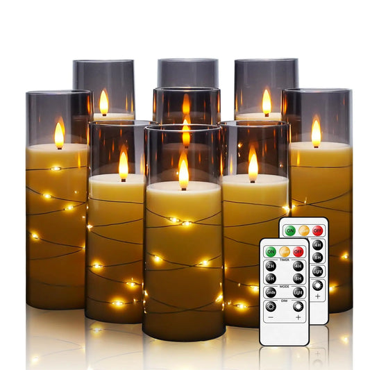 Flickering Flameless LED Pillar Candle Lights with Remote & Embedded Star String for Wishing Wedding Christmas Party Home Decor Peaceful Pleasures Health and Wellness