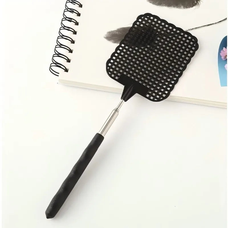 1 Pack Of Black Creative Fly Swatter Mosquito Swatter Stainless Steel Expansion Design Fly Repellent Supplies Peaceful Pleasures Health and Wellness Four section black L