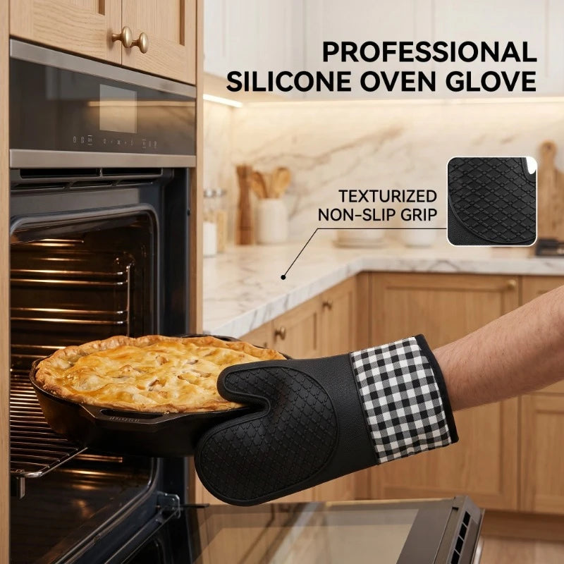 Silicone World 1pc hot Oven Mitts Baking Anti-Hot Silicone Gloves Oven Microwave Cooking Insulation Baking Kitchen Tools Peaceful Pleasures Health and Wellness