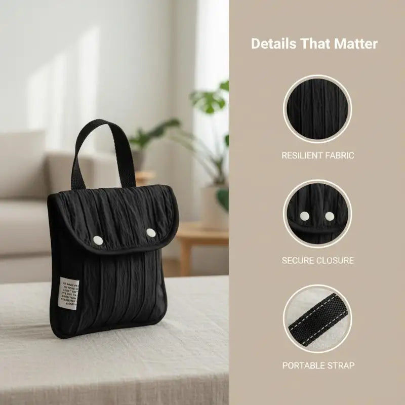 Quilted Nylon Mini Handbag – Snap Button Pouch for Women