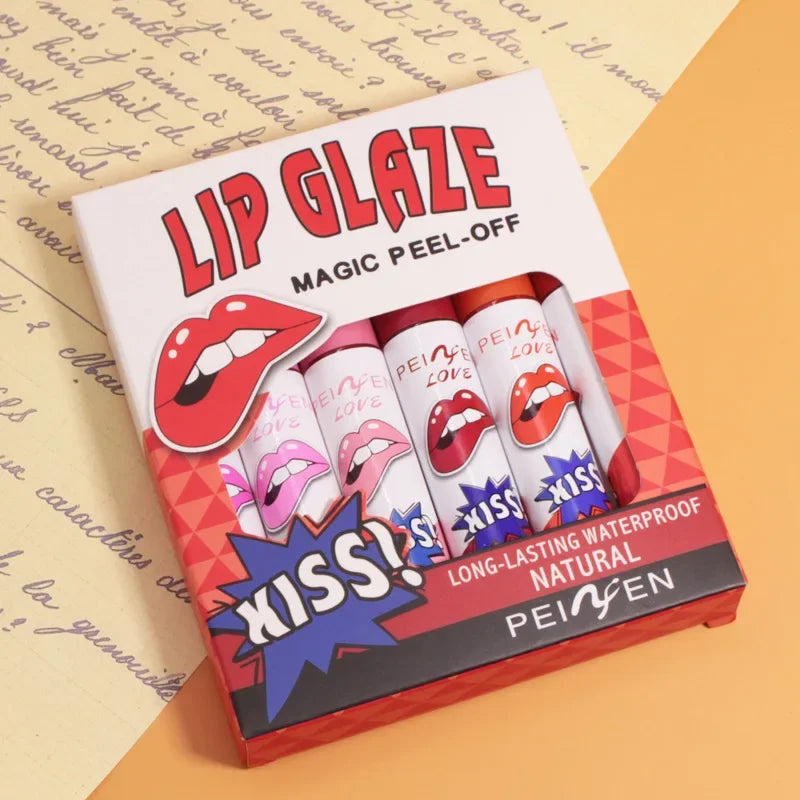 6-Color Peel Off Lip Tint Set – Waterproof Matte Lip Stain
