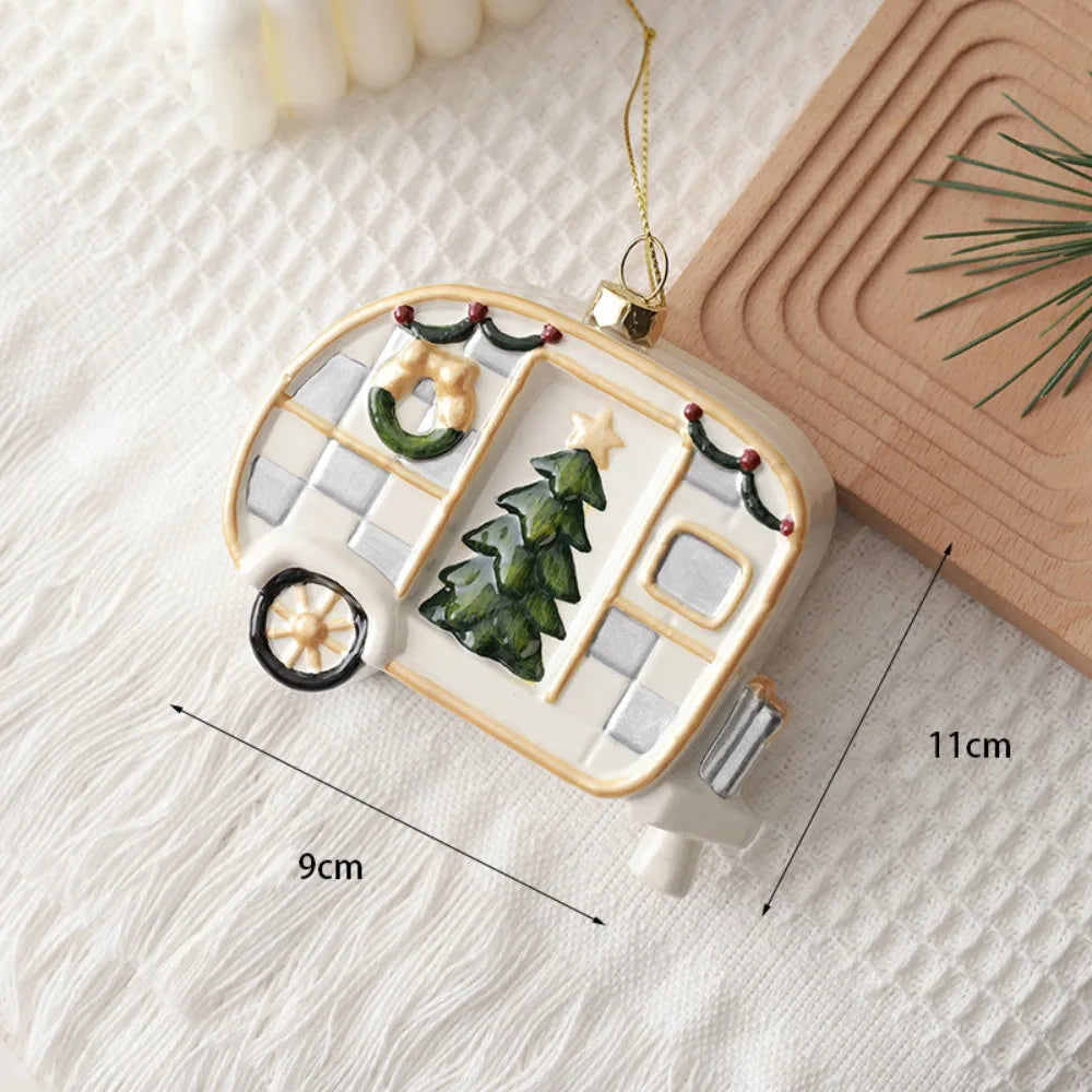 White Christmas Hanging Ornaments – Tree, Soldier & House Baubles