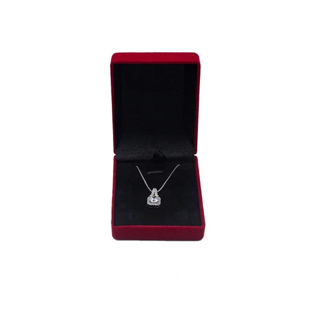 Square Velvet Necklace Box – Pendant Gift & Display Case